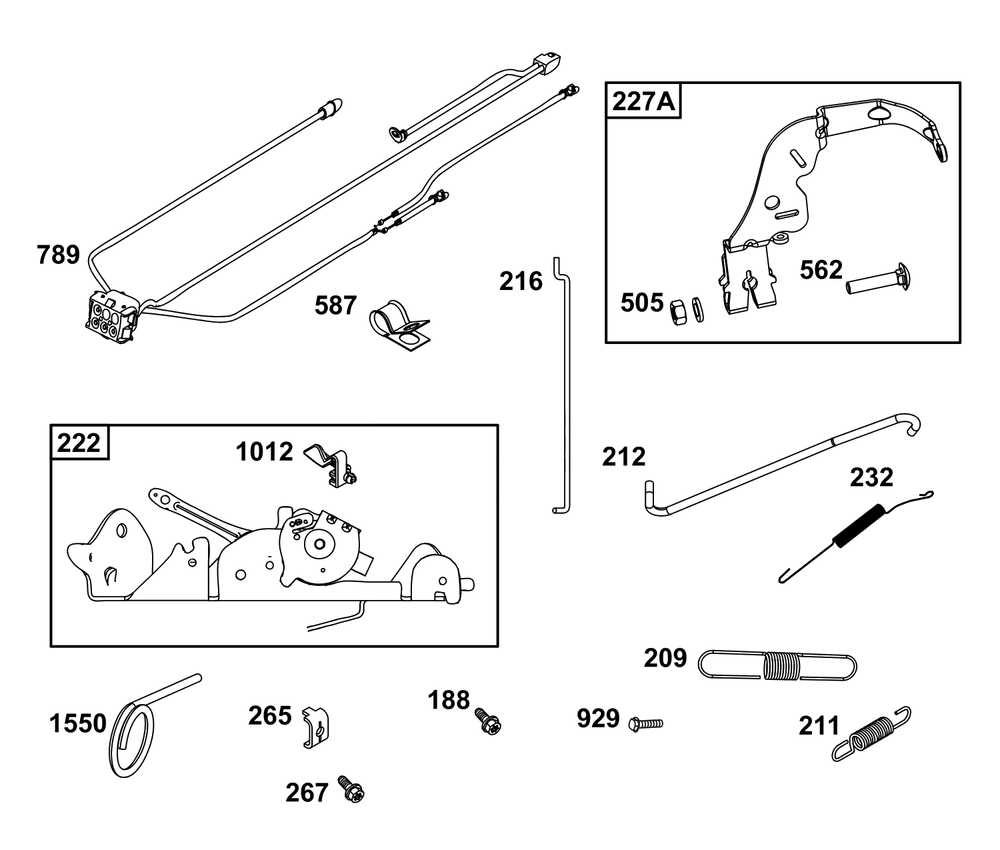 Controls Group Diagram and Parts List for 40N877-0088-G1  Briggs and Stratton Engine